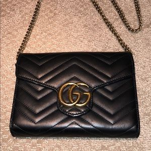 GG Marmont Chevron Quilted Leather Flap Wallet